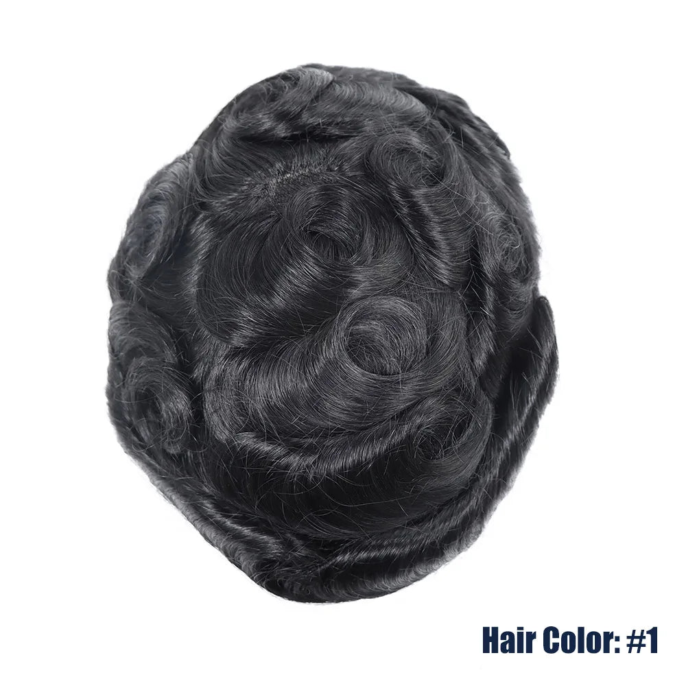 Grey Human Hair Prosthesis Toupee PU Fine Mono Lace Front Wig System