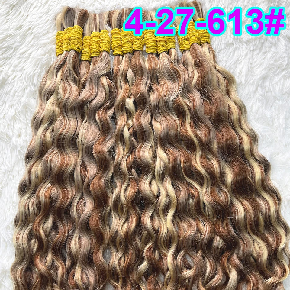 Human Hair Bulk Bundles Curly Water Wave Deep Remy Braiding No Weft