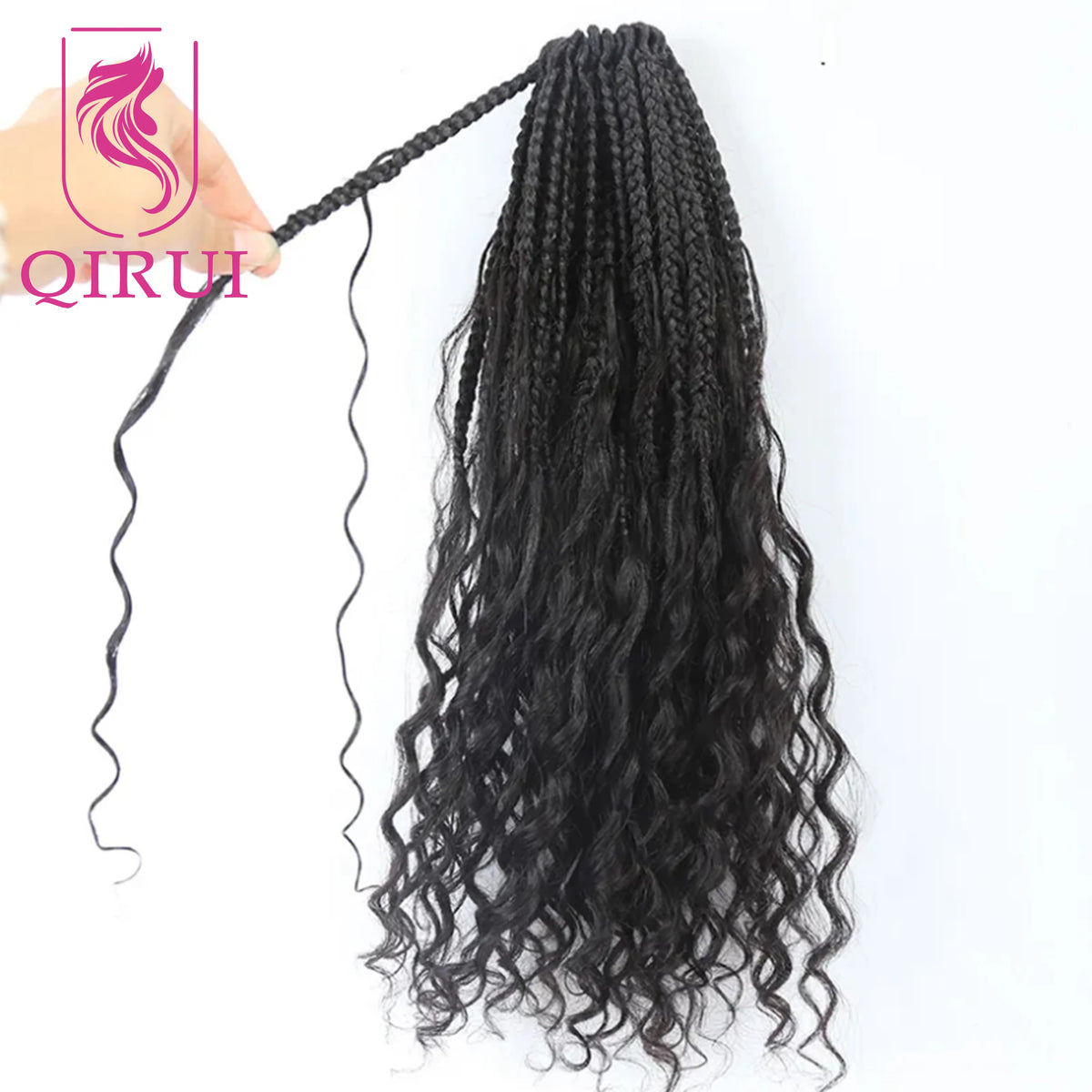 Crochet Boho Box Braids Human Hair Curls Pre Looped Curly Full Ends