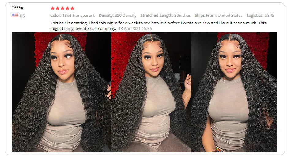 13x4/13x6 HD Transparent Lace Front Human Hair Deep Wave Wig, Pre-Plucked Brazilian, with Baby Hair