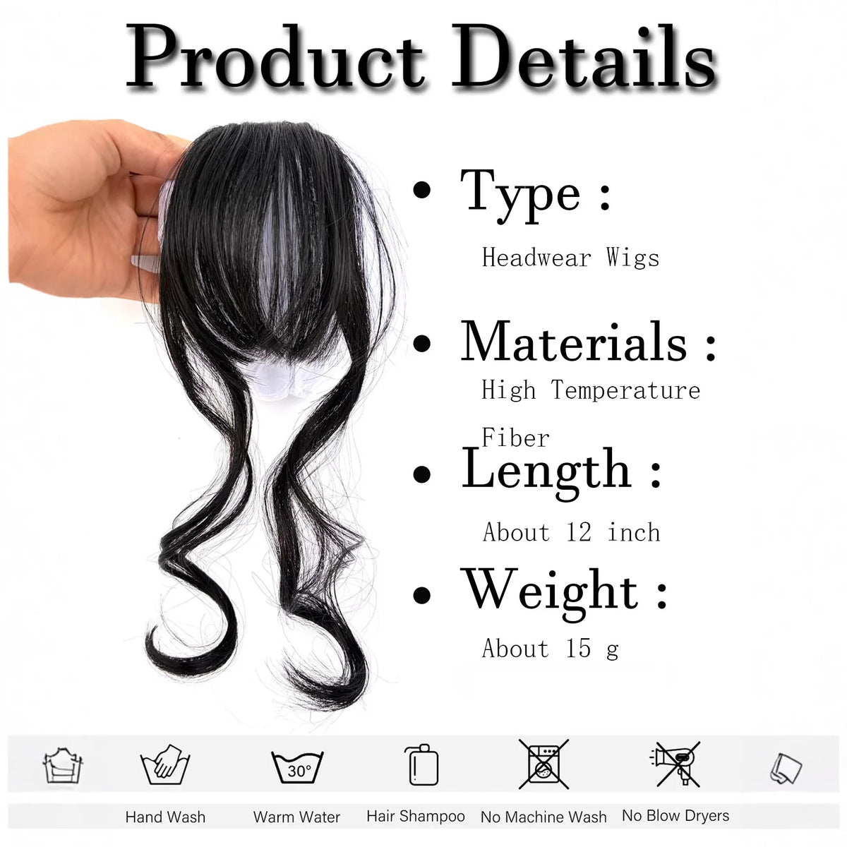 Natural Forehead Hairline Clip On Bangs Curl Air Synthetic Hairpiece Front Neat