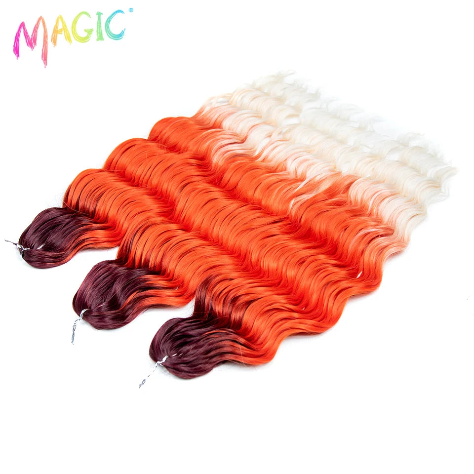 Water Wave Braiding Hair Extensions Ombre Blonde Deep Afro Curl Twist Crochet