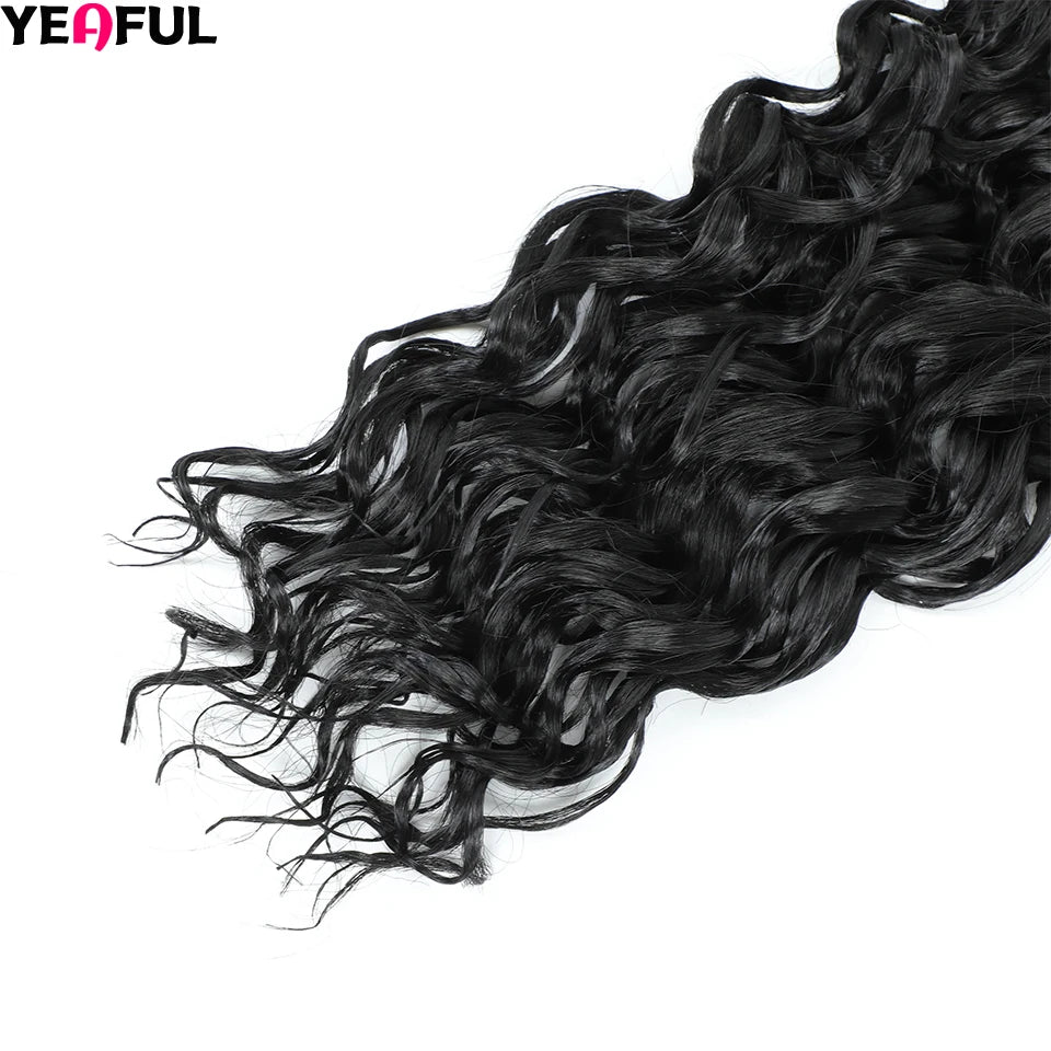 Curl Crochet Hair 14inch 1-8 Packs Ombre Brown Water Wave Curly Braiding