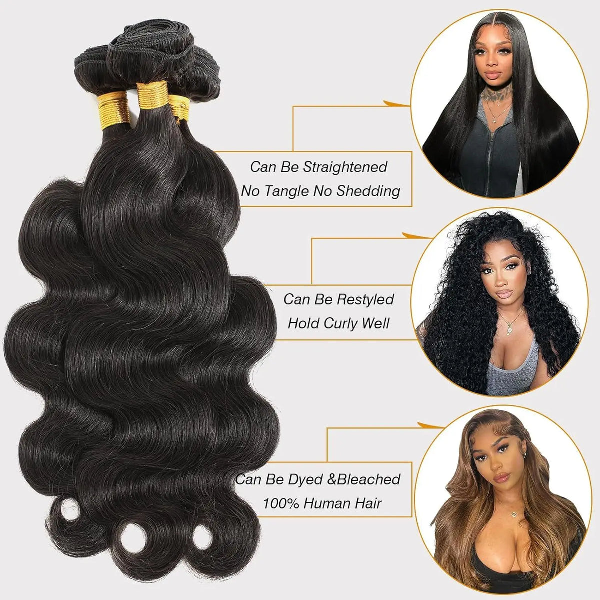 15A Raw Indian Human Hair Bundles Body Wave Triple Lifespan Straight Deep