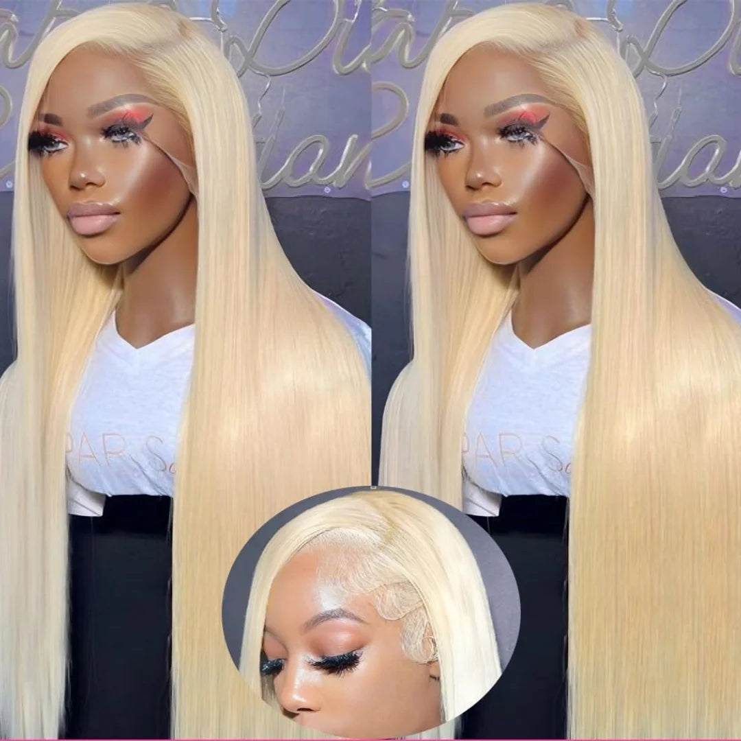 250% Density 613 Blonde Bone Straight Human Hair Wig, 13x4 & HD