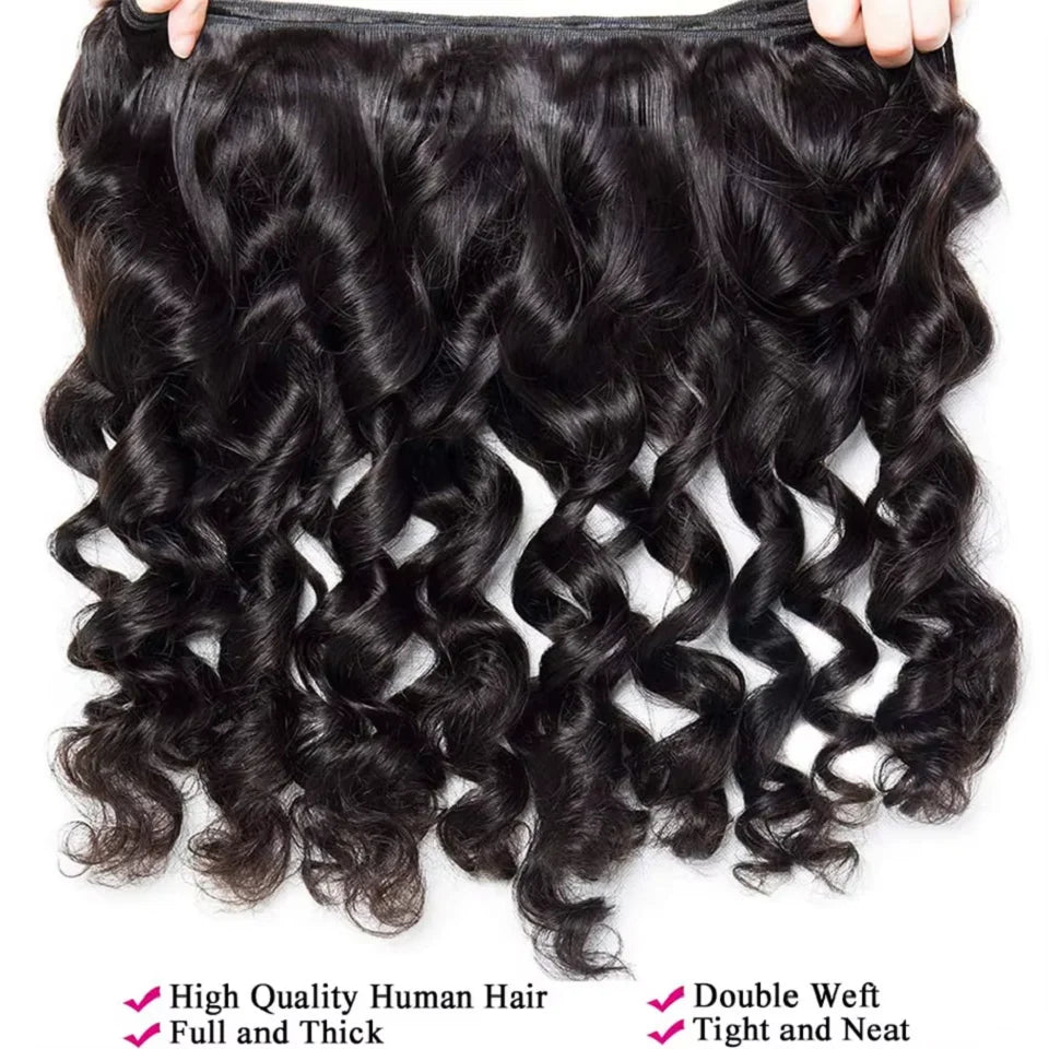 Loose Wave Bundle Human Hair Weave Unprocessed Virgin Wavy Weft Big Spiral