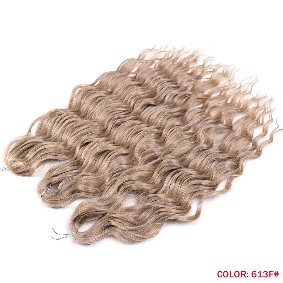 Synthetic Loose Deep Wave 24" Braiding Hair Extensions Water Braid Ombre Blonde