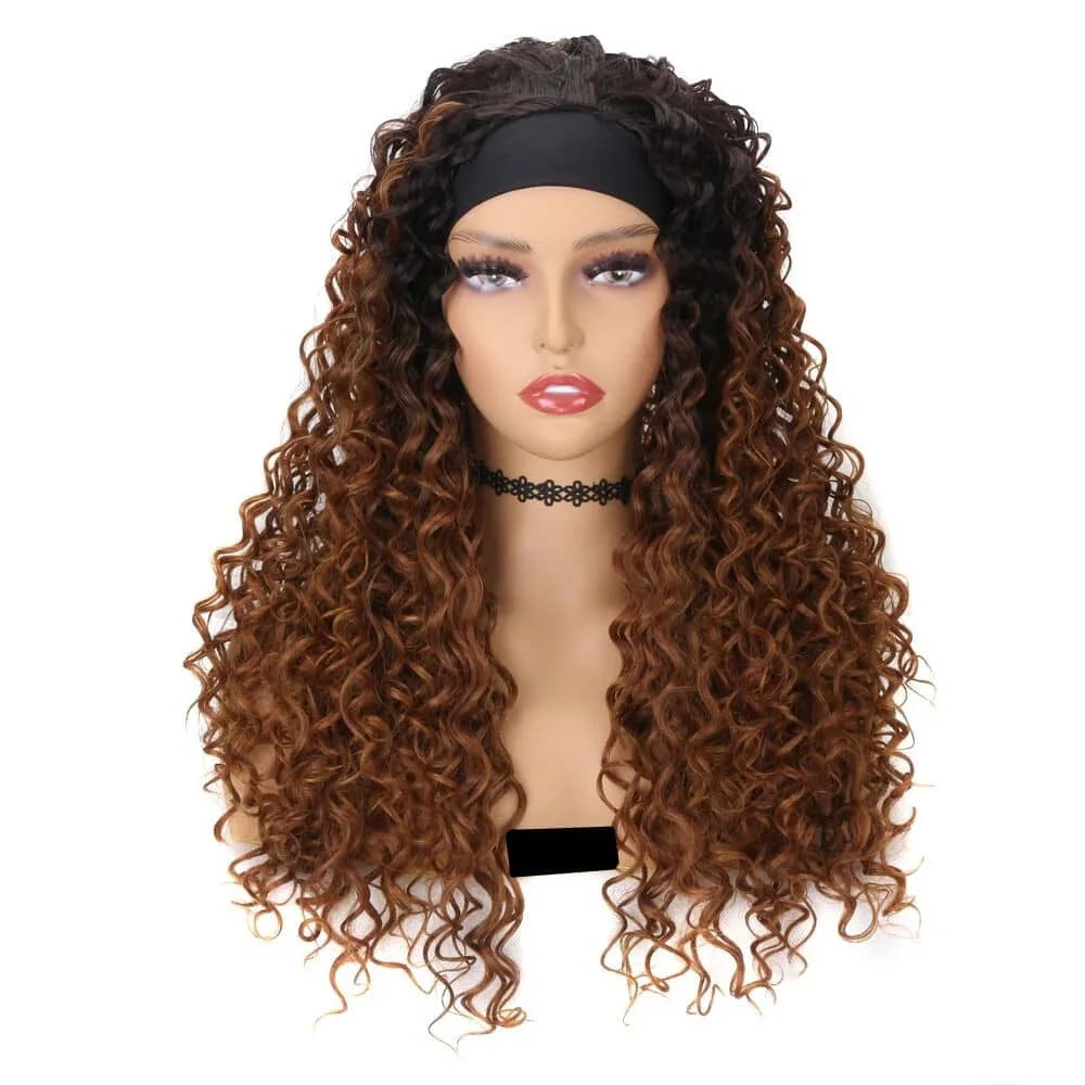 Synthetic Deep Curly Wigs Headband Wig Female Black/613/27/99J Blonde Wig Women Headband Wigs