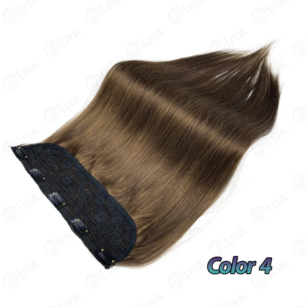 Light Brown Bone Straight Clip in Hair Extensions Full Head One-piece Human