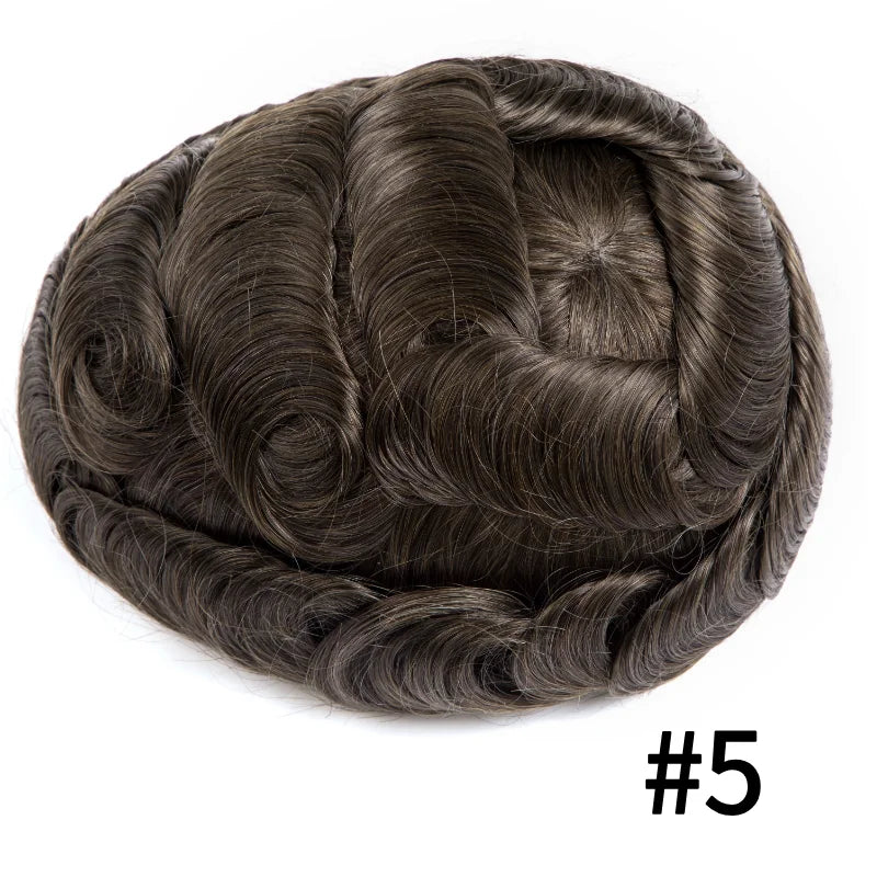 Toupee Diamond Lace Base Injected PU Around Wig Natural Human Hair Prosthesis