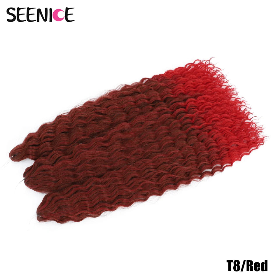 African Curls Synthetic Water Wave Twist Crochet Braiding Hair, Afro Curl, Ombre Blonde Pink Deep Wave