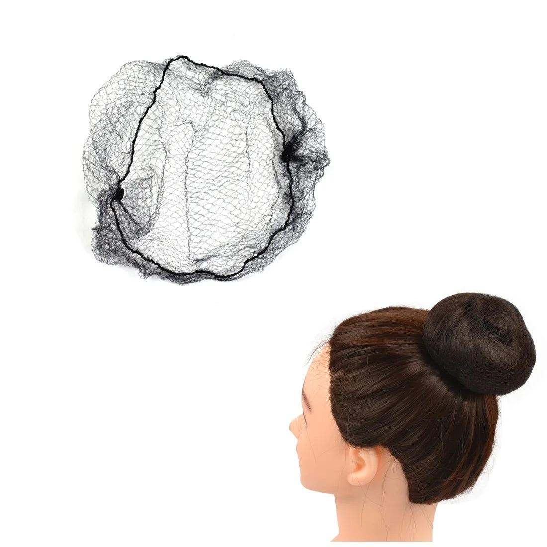 Invisible Elastic Edge Hair Bun Net for Ballet and Daily Use, 20 Inch, 10-Pack