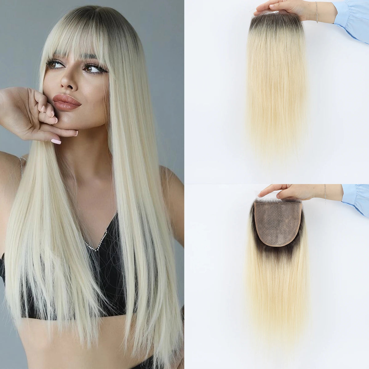 2/613 Ombre Light Blonde Topper Lace Front Real Remy Human Hair Toupee
