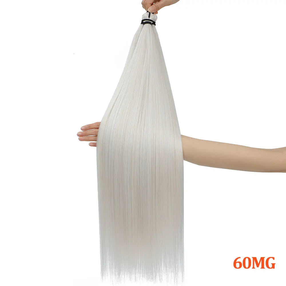 300G Straight Pony Hair Bundles Crochet Braids Synthetic Braiding Ombre Brown Soft