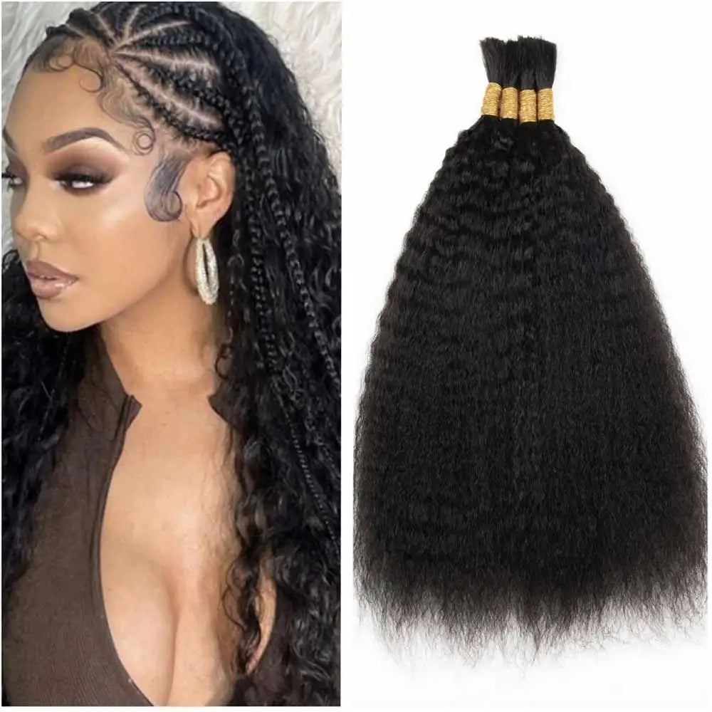 Human Hair Bulk Braiding No Weft Kinky Straight Wet Wavy 100g Yaki