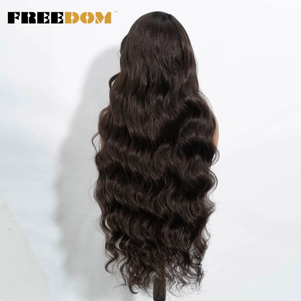 36" Long Wavy Synthetic Lace Front Wigs Ombre Brown Blonde Body Wave