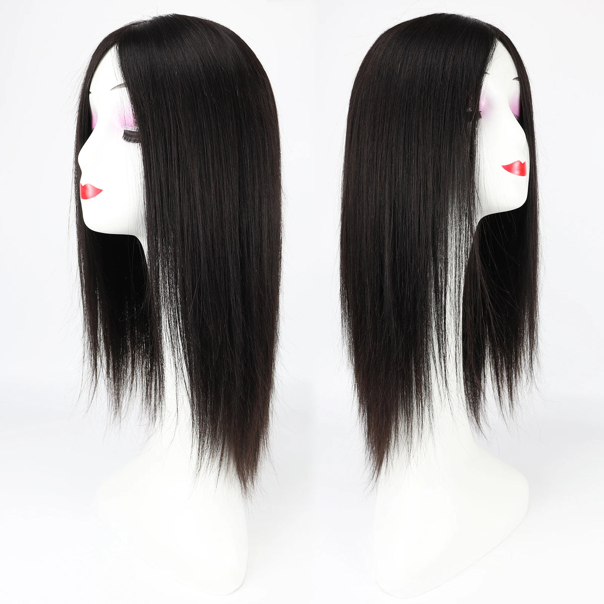 Straight Virgin European Human Hair Silk Top Wig with Bangs — 6x6 Silk Base