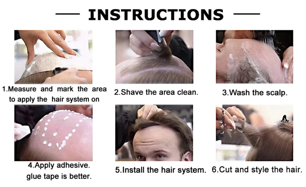 Lace Base Toupee Swiss Front PU Natural Hairline Wig Human Hair Prosthesis