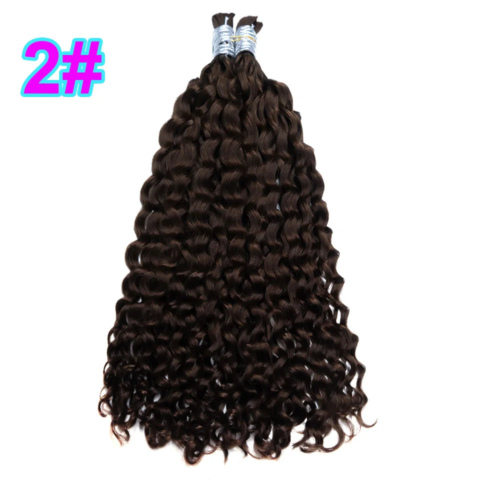 Human Hair Bulk Bundles Curly Water Wave Deep Remy Braiding No Weft