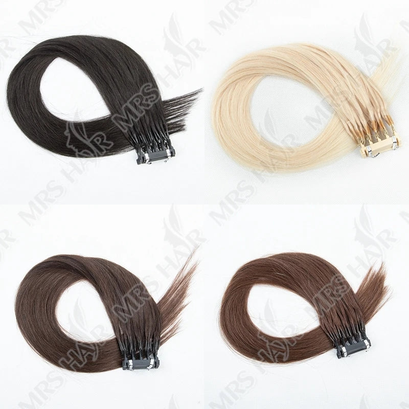 6D Hair Extensions Human Remy Micro Tiny Straight Generation Invisible Beads Real