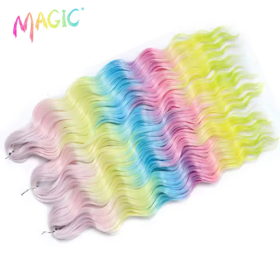 Water Wave Braiding Hair Extensions Ombre Blonde Deep Afro Curl Twist Crochet