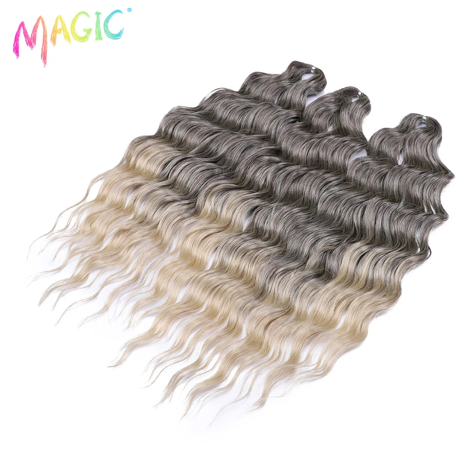 Water Wave Braiding Hair Extensions Ombre Blonde Deep Afro Curl Twist Crochet