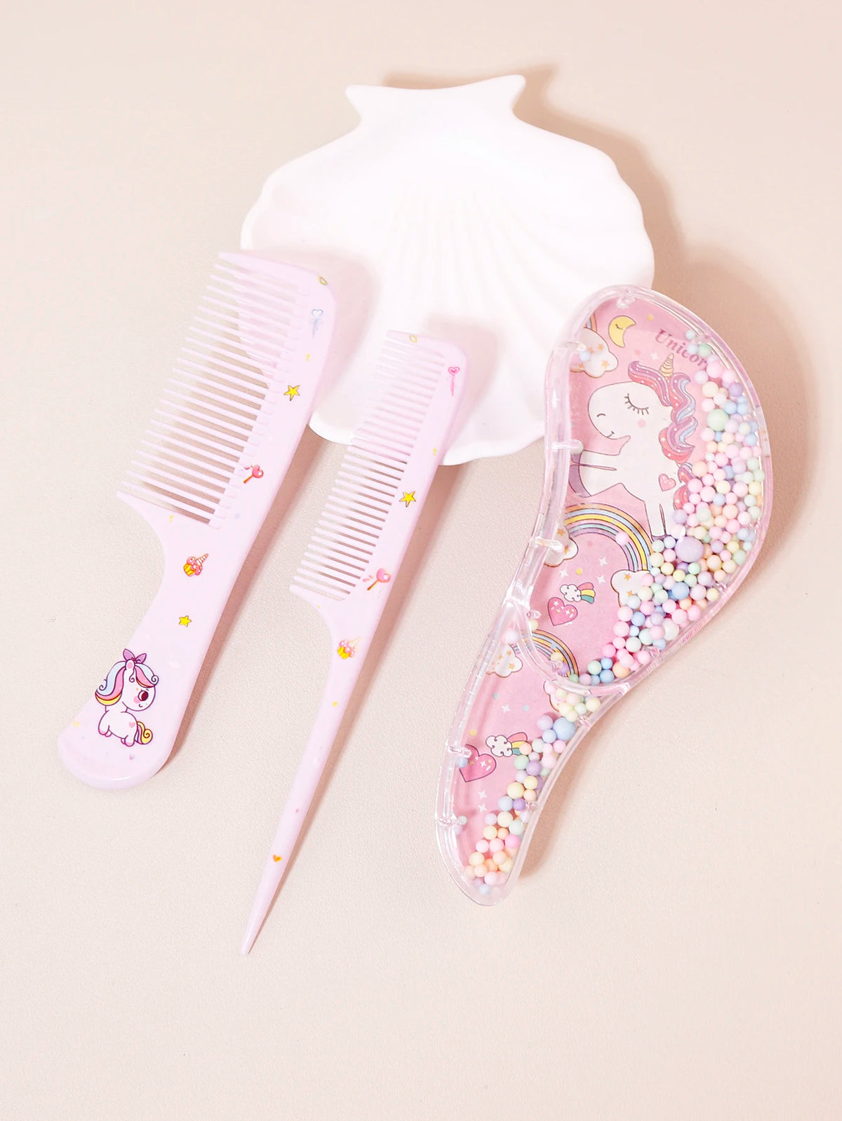 3pcs cartoon Comb Set, Wet and Dry Dual-Use, Hair Styling, Suitable for Any Hair Texture, Gift Set