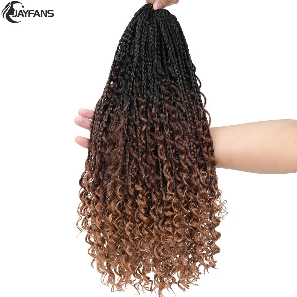 Boho Box Braids Crochet Synthetic Hair Goddess Curly Ends Bohomian