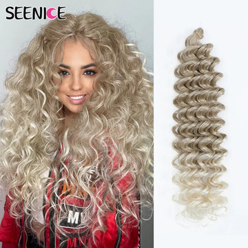 Deep Wavy Twist Synthetic Crochet Hair Afro Curly African Braids Ombre Blonde