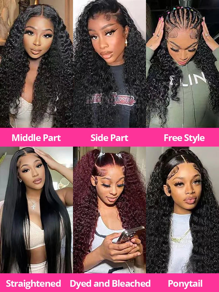 250% Density HD Deep Wave 13x6 Lace Front Human Hair Wig, 30-46 Inch, Wet and Wavy