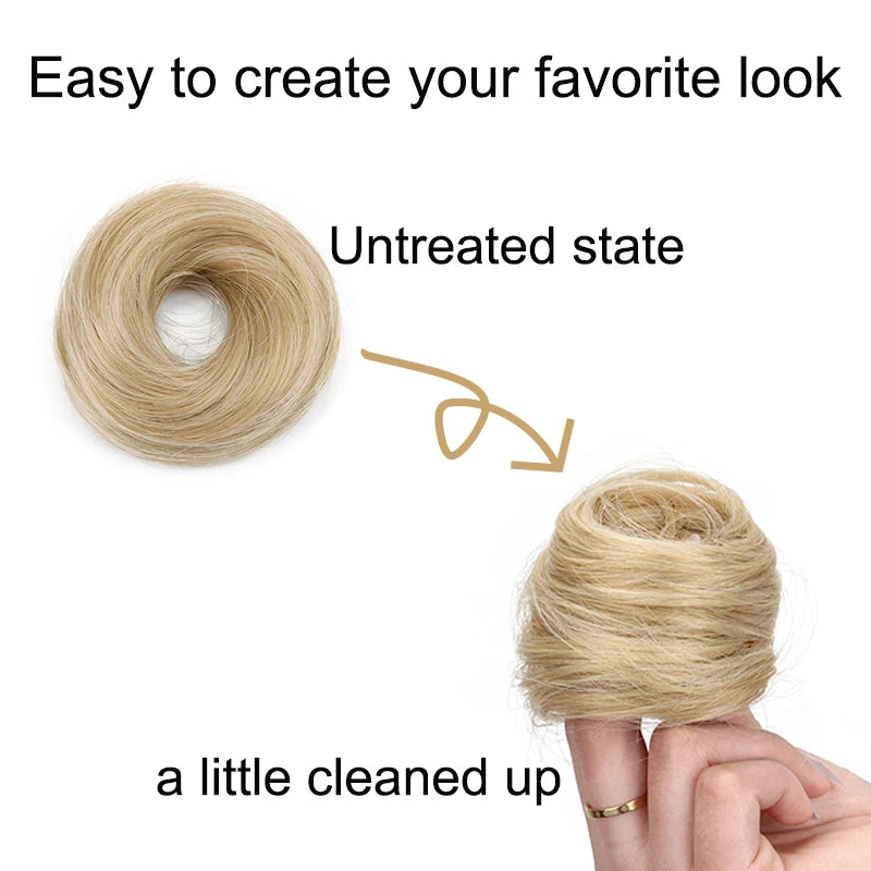 Synthetic Messy Donut Hair Buns, Updo Chignon with Elastic