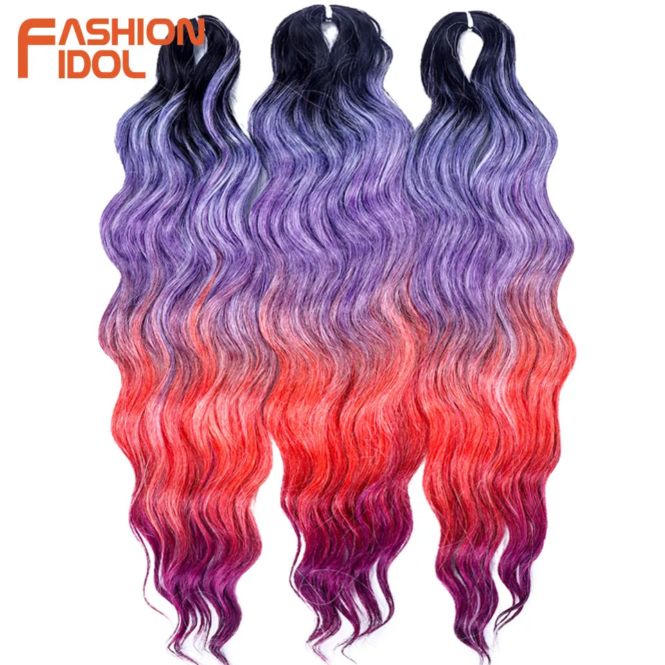 Loose Deep Wave Synthetic Braiding Hair Extensions - 24 Inch Water Wave, Ombre Blonde Twist Crochet