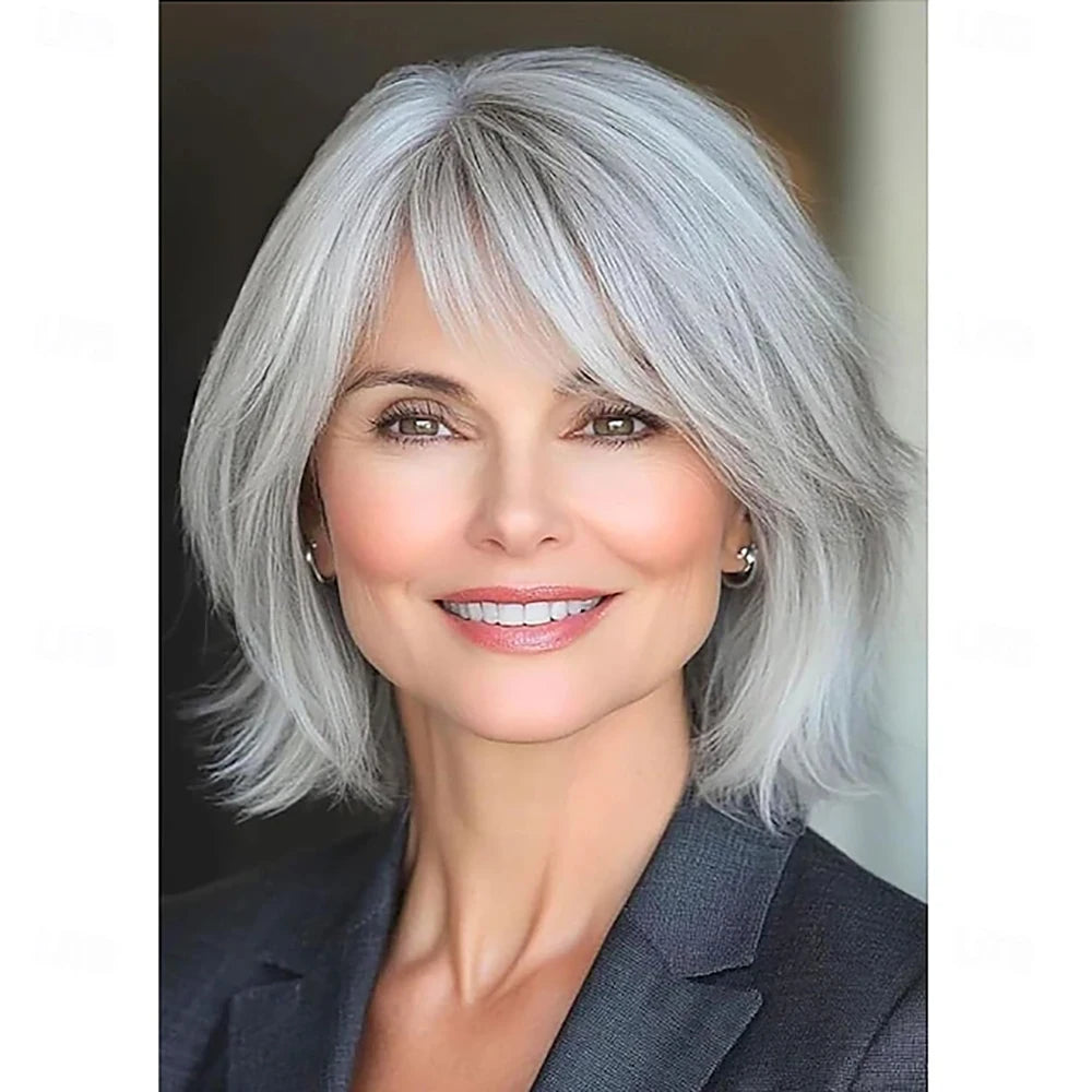 Synthetic Hair Wig Short Grey Wig