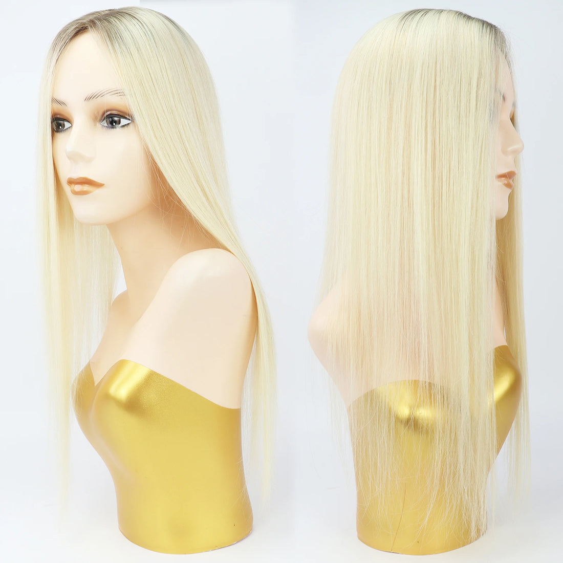 10x12cm Silk Skin Base Topper Clips in Ombre Blonde 20inch Real Virgin