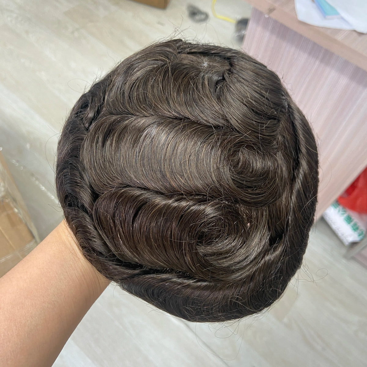 Wig Human Hair Toupee Fine Mono, 130% Density Durable Prosthesis 6" Replacement