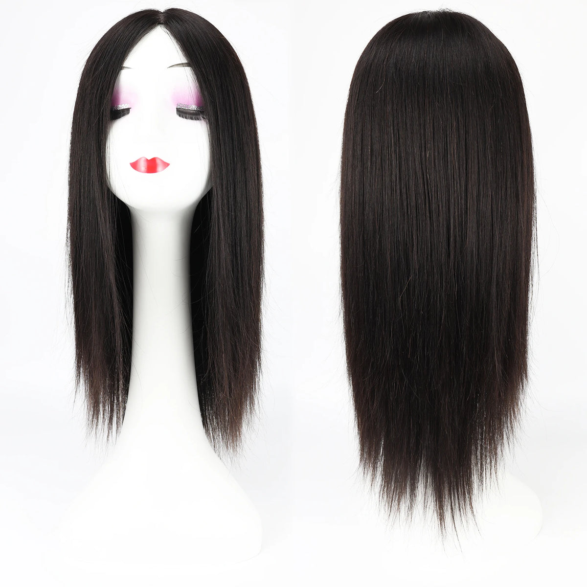 Straight Virgin European Human Hair Silk Top Wig with Bangs — 6x6 Silk Base