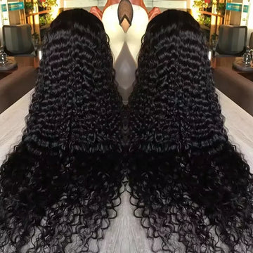 Deep Wave Human Hair Lace Front Wig - 13x4/13x6 HD Lace, 250% Density, 42 Inch, Glueless