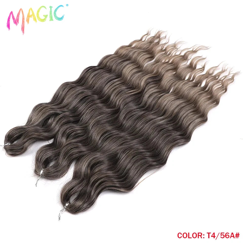 Water Wave Braiding Hair Extensions Ombre Blonde Deep Afro Curl Twist Crochet