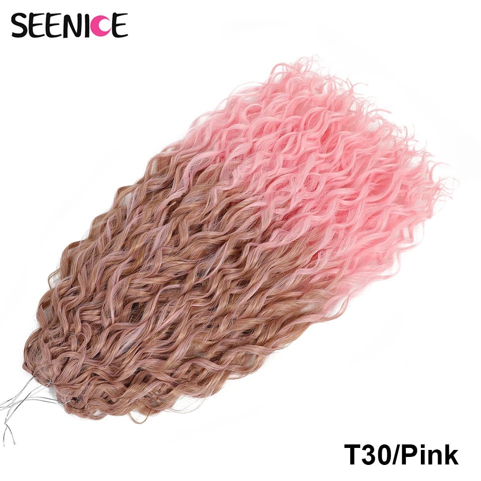Synthetic Hair Deep Wave Twist Crochet Braid Afro Curl Ombre Blonde Pink
