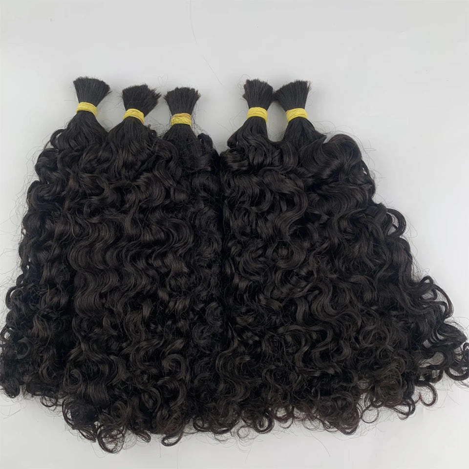 Italian Curly Bulk Human Hair Bundle No Weft Braiding, 100% Unprocessed Virgin
