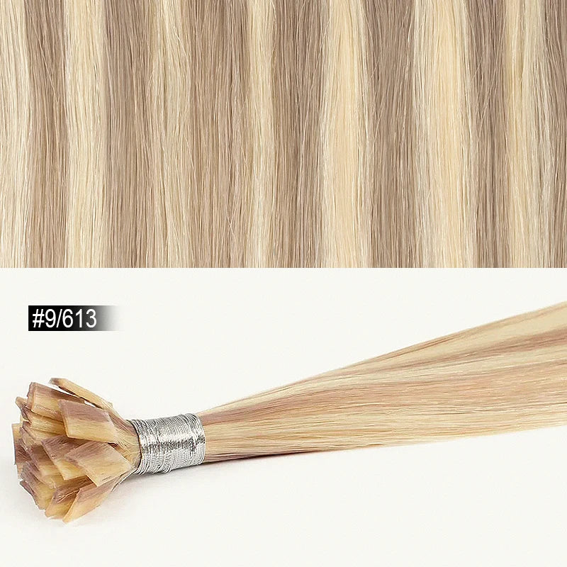 613 Beach Blonde Flat Tip Hair Extensions, 100% Virgin Human Straight Keratin