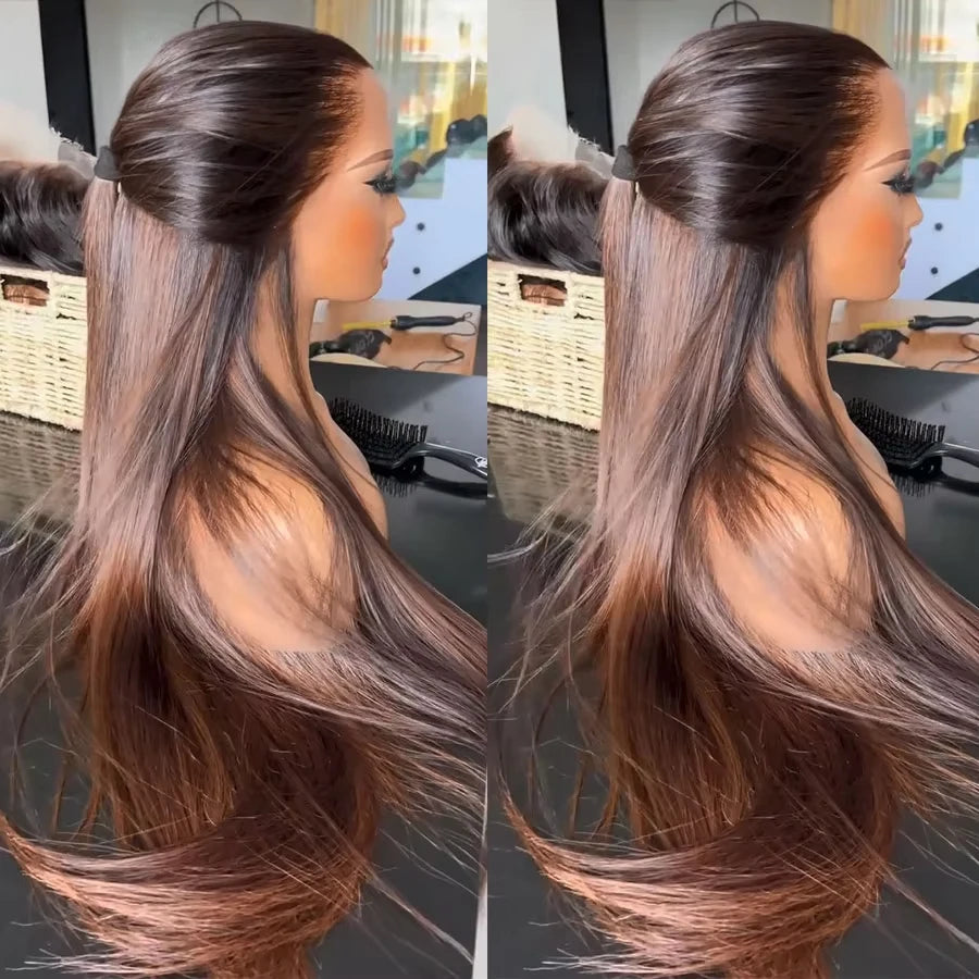 13x4 HD Brazilian Colorful Shadow Right Lace Front Hair Humans Wigs Emphasize