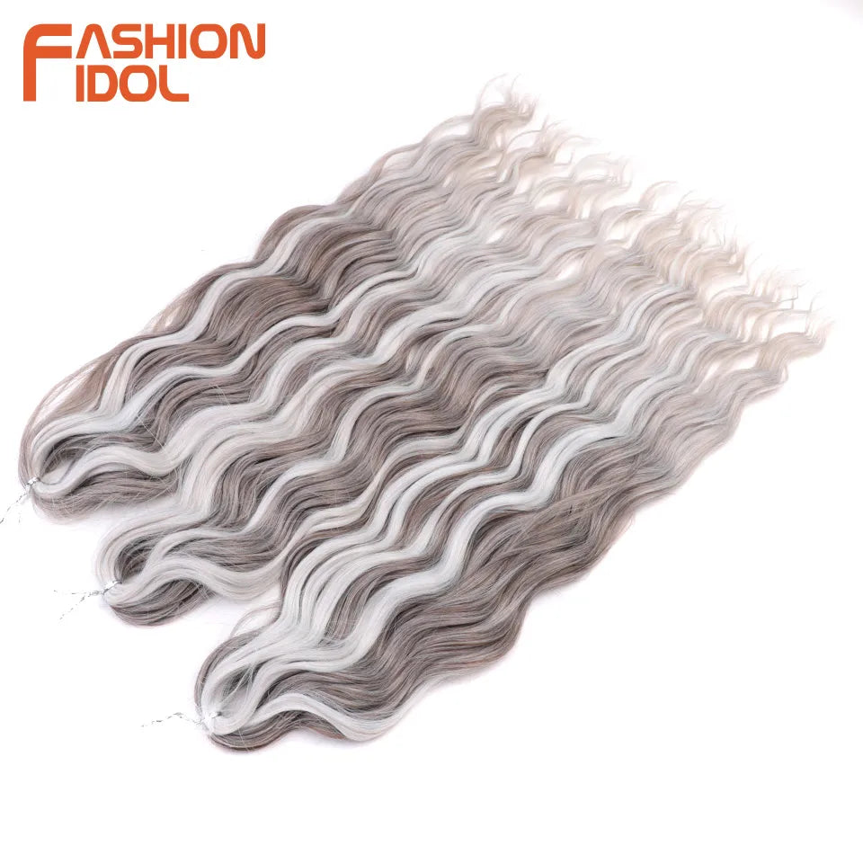 Loose Deep Wave Synthetic Braiding Hair Extensions - 24 Inch Water Wave, Ombre Blonde Twist Crochet