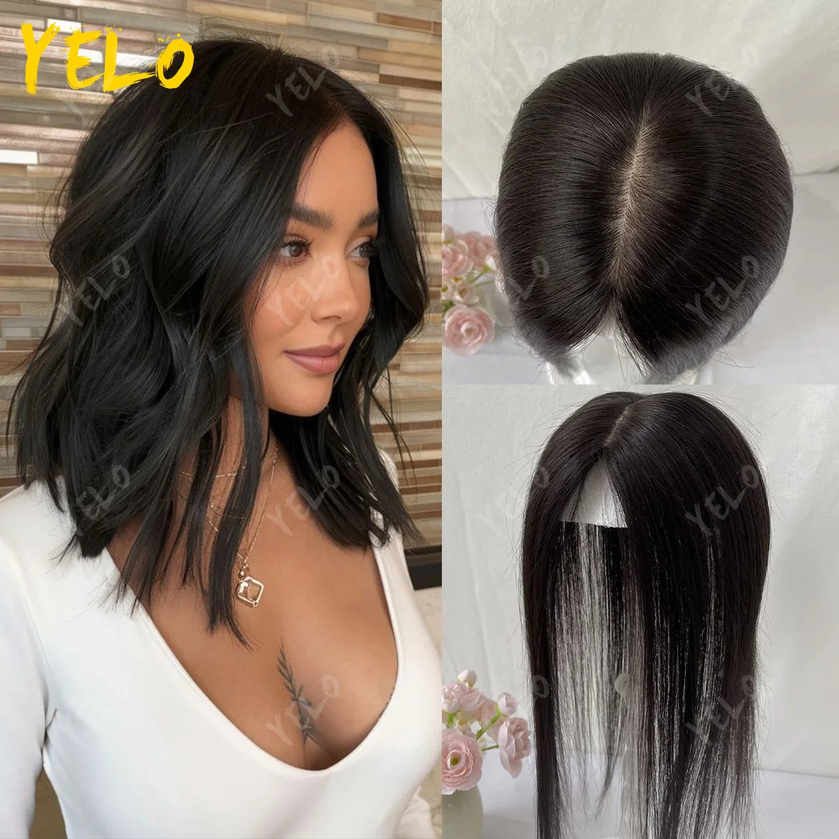 Straight Remy Human Hair Topper, 7x11cm PU Injection Skin Hairline Cover