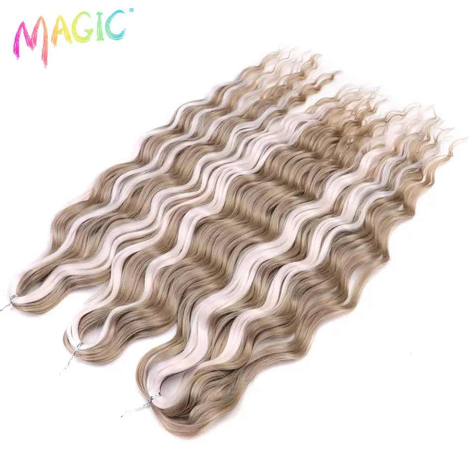 Water Wave Braiding Hair Extensions Ombre Blonde Deep Afro Curl Twist Crochet