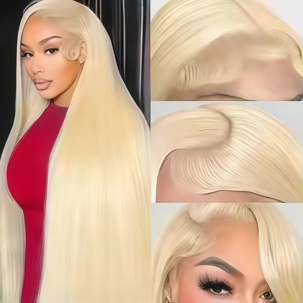 250% Density 613 Blonde Bone Straight Human Hair Wig, 13x4 & HD