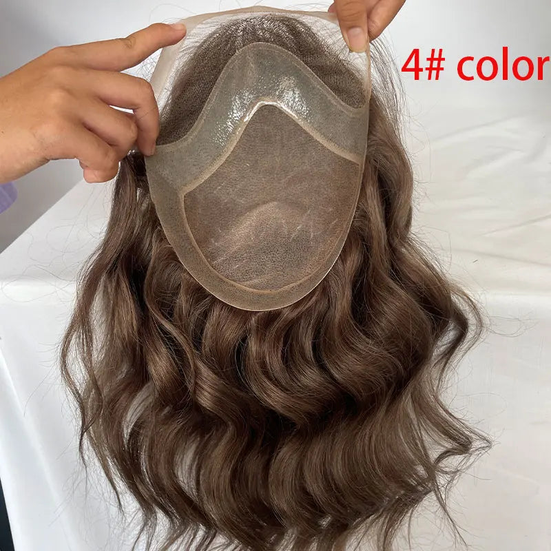 Hair Curly Replacement System 12INCH Long Toupee Fine Mono Lace Hairpiece, 8x10