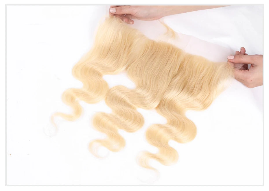 613 Blonde Body Wave, 13x6 HD Lace Frontal Preplucked Brazilian Remy Human