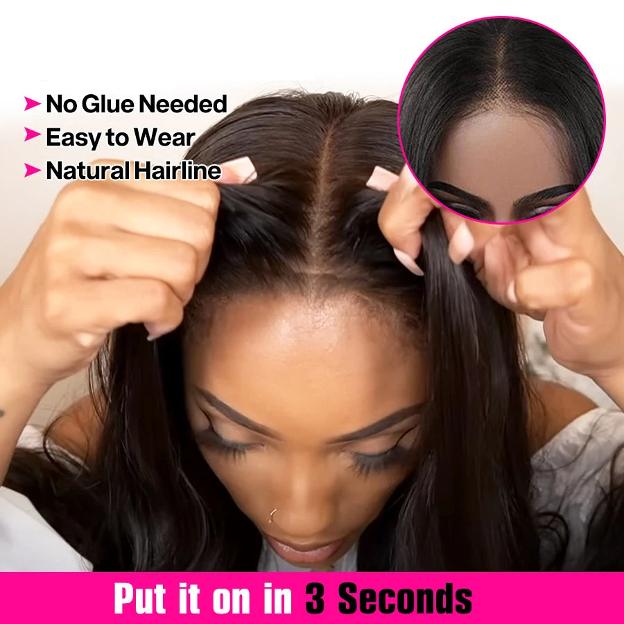 Wear Go Glueless Human Hair Wigs Pre Plucked Brazilian Straight, 13x4 HD