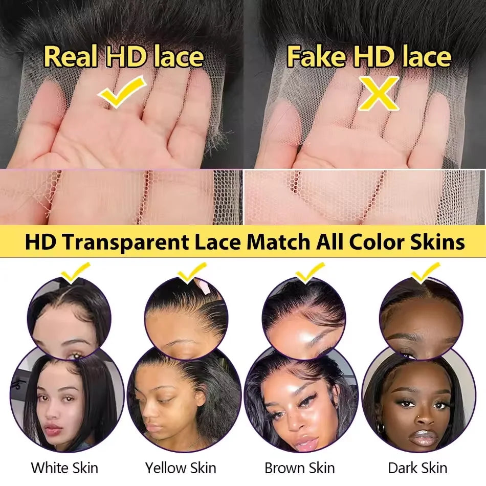 Body Wave Brazilian Human Hair 13x6 HD Lace Frontal Wig, 200% Density, 46 Inch, Baby Hair